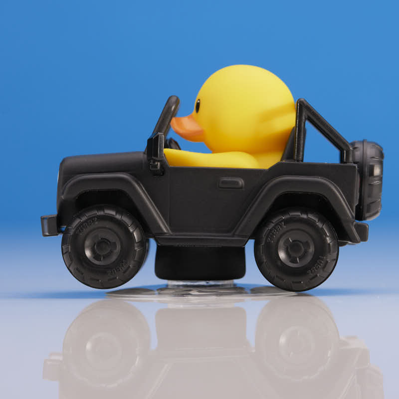 Black SUV Car Air Freshener TUBBZ Mini Boxed Duck close up detail