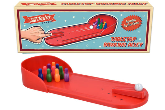 Retro desk top bowling game, compact tabletop novelty set