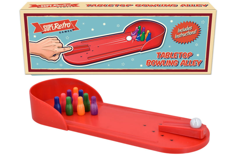 Retro desk top bowling game, compact tabletop novelty set