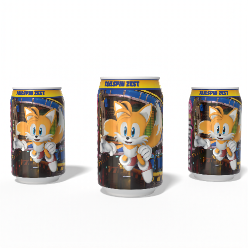 Sonic the Hedgehog Tailspin Zest - Orange  Flavour Soda featuring Tails