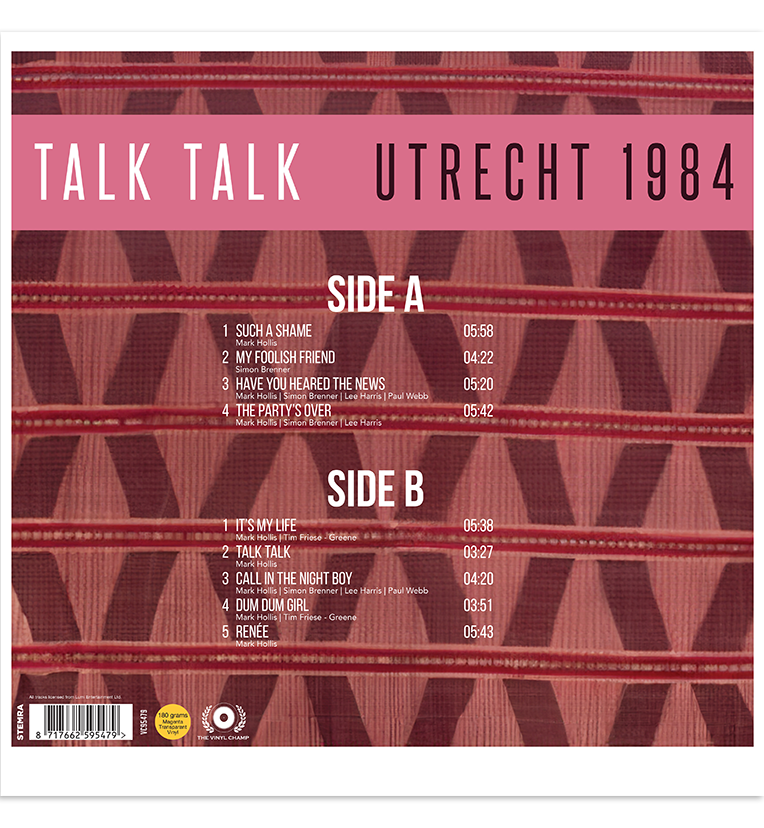 Talk Talk – Utrecht 1984 (Limited Edition 12-Inch Album on 180g Transparent Magenta Vinyl), side angle