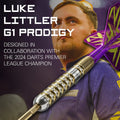 Luke The Nuke Littler G1 Prodigy Steel Tip Darts, packaging shot