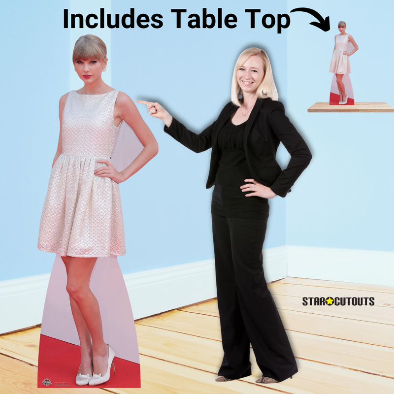 Taylor Swift (White Dress) Height 182cm Lifesize Cardboard Cut Out With Mini, side angle