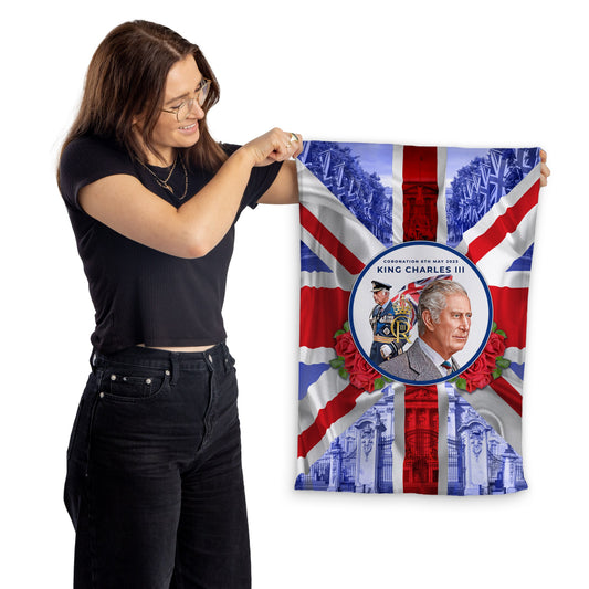 King Charles Coronation - Union Jack - Photo Flash - Lightweight, Microfibre Tea Towel collectible from https://britishmad...