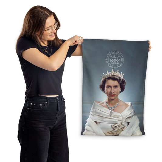 Queen Portrait - Jubilee Lightweight, Microfibre Tea Towel collectible from https://britishmade.gifts/