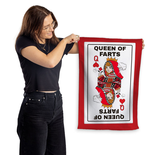 Queen of Farts - Microfibre Tea Towel collectible from https://britishmade.gifts/