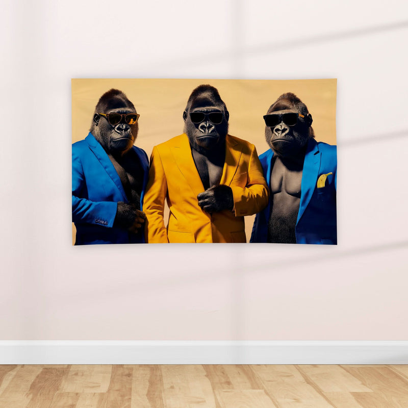 Vintage Inspired Well Dressed Gorillas - Textile Poster collectible from https://britishmade.gifts/