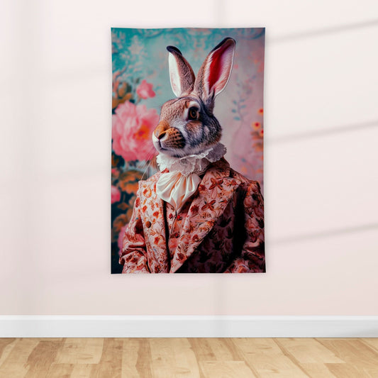 Vintage Inspired Well Dressed Rabbit - Textile Poster collectible from https://britishmade.gifts/