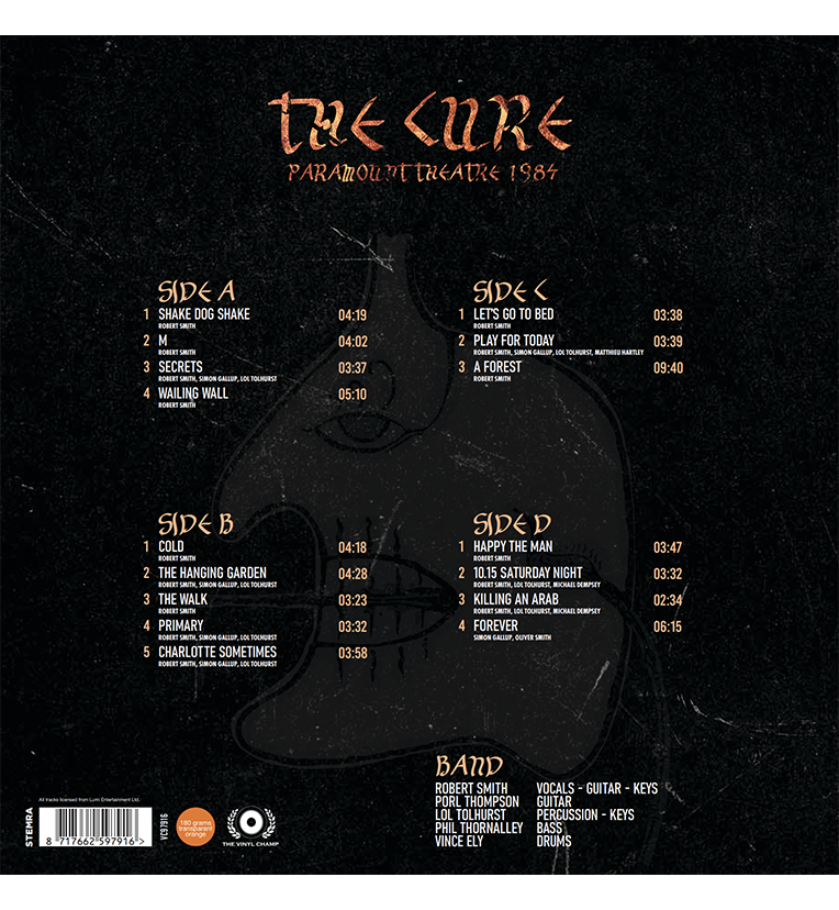 The Cure – Paramount Theatre 1984 (Limited Edition Double-LP on 180g Transparent Orange Vinyl), rear view