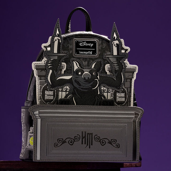 The Haunted Mansion Gargoyle Wallpaper Loungefly Light Up Glow Mini Backpack