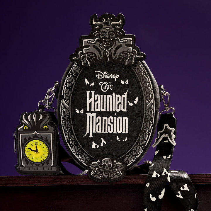 The Haunted Mansion Plaque Loungefly Glow Crossbody Bag With Coin Bag