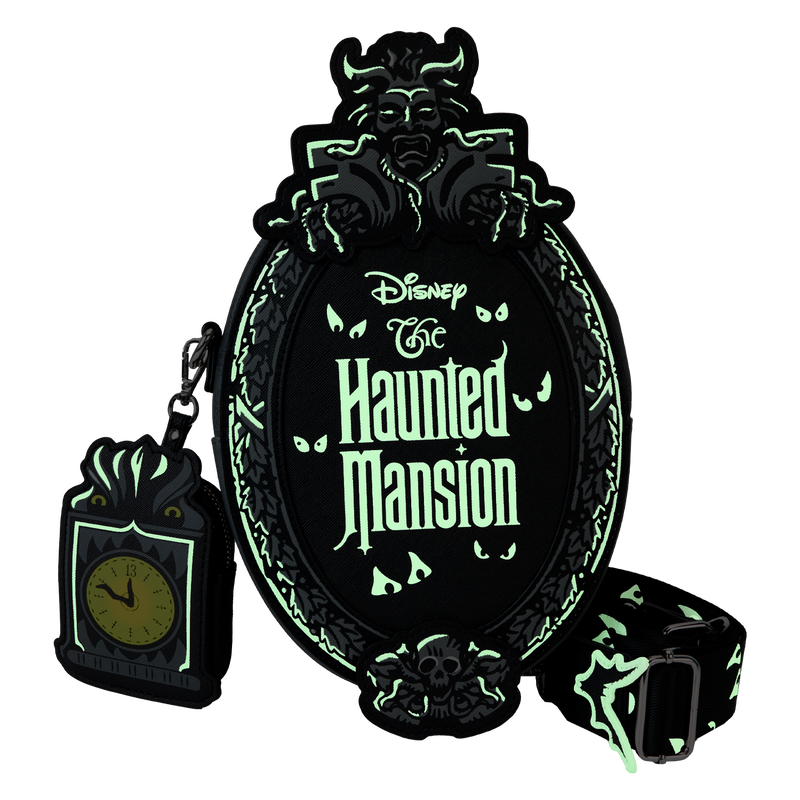 The Haunted Mansion Plaque Loungefly Glow Crossbody Bag With Coin Bag