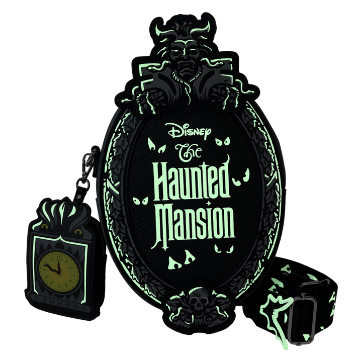 The Haunted Mansion Plaque Loungefly Glow Crossbody Bag With Coin Bag