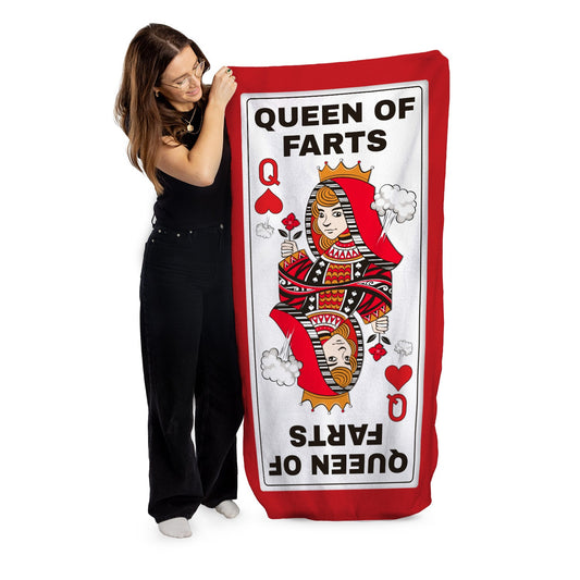Queen Of Farts - Beach Towel collectible from https://britishmade.gifts/