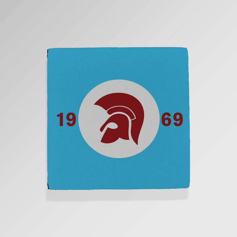 Trojan Claret & Blue - Drinks Coaster - Round or Square, side angle