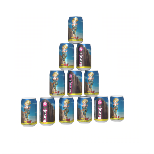 Dragon Ball Z Trunks' Time Portal Punch - Summer Fruits Flavour Soda, in display