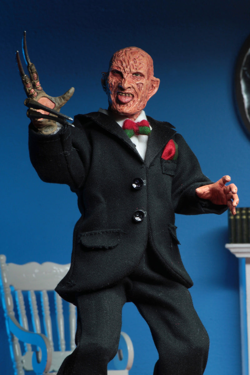 A Nightmare on Elm Street Tuxedo Freddy 8" Clothed Action Figure packaging view