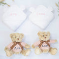 TWIN GIRLS TEDDY AND TOWEL GIFT SET, alternate view