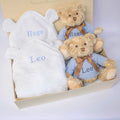 TWIN BOYS TEDDY AND TOWEL GIFT SET collectible from The Baby Gifting Company