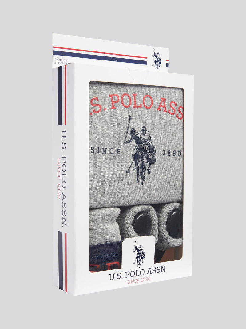 Baby 3 Piece Boxed Gifting Set in Light Grey Marl collectible from U.S. Polo Assn. UK