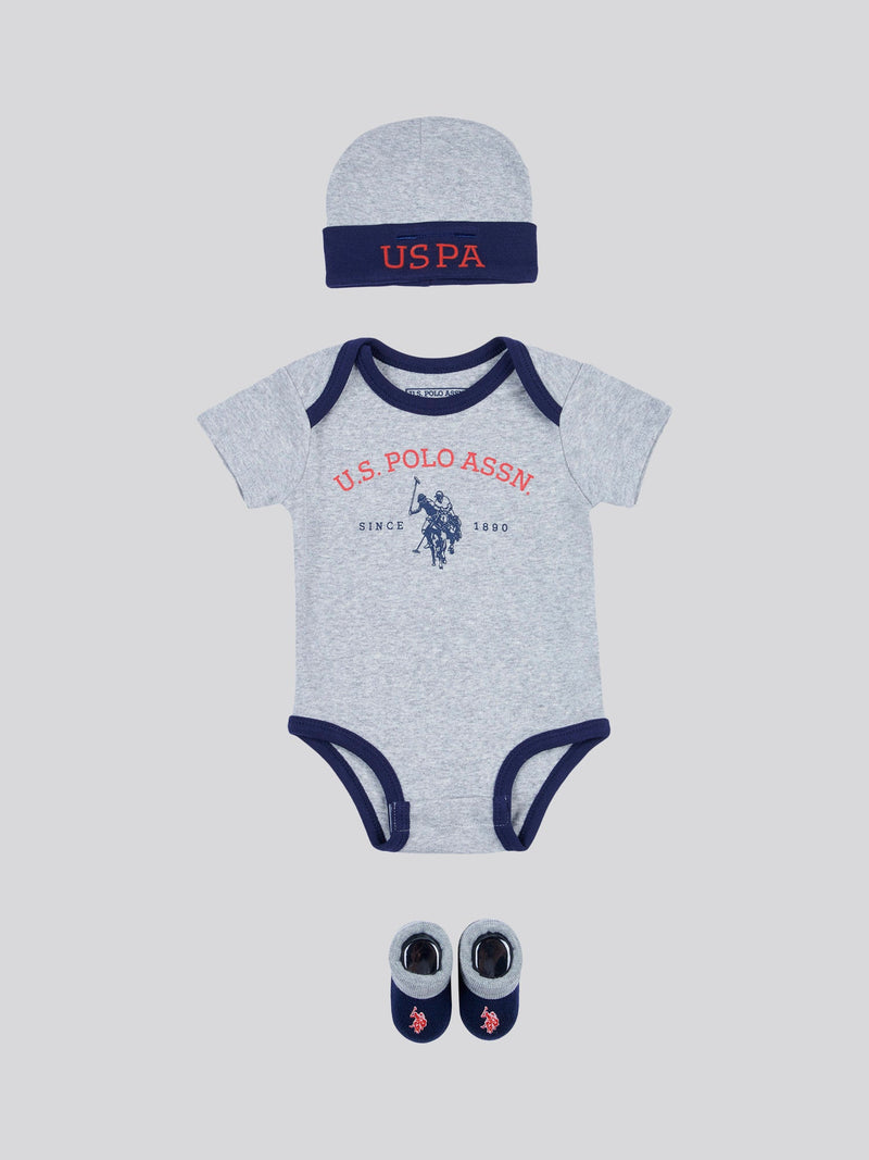Baby 3 Piece Boxed Gifting Set in Light Grey Marl, alternate view