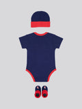 Baby 3 Piece Boxed Baby Gifting Set in Navy, side angle