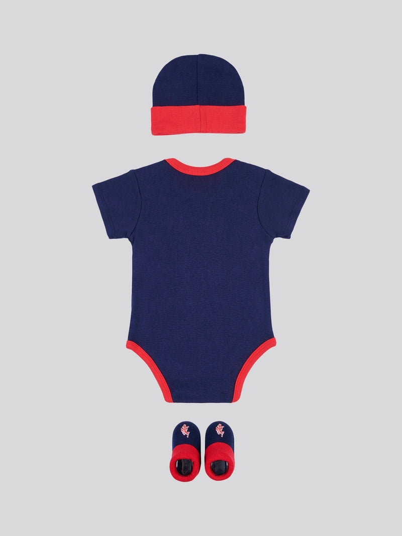 Baby 3 Piece Boxed Baby Gifting Set in Navy, side angle