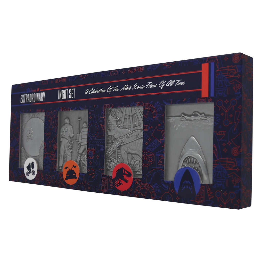 Amblin 4 Piece Metal Movie Ingot Collection Limited Edition Box Set (Back to The Future, E.T., Jaws & Jurassic Park)
