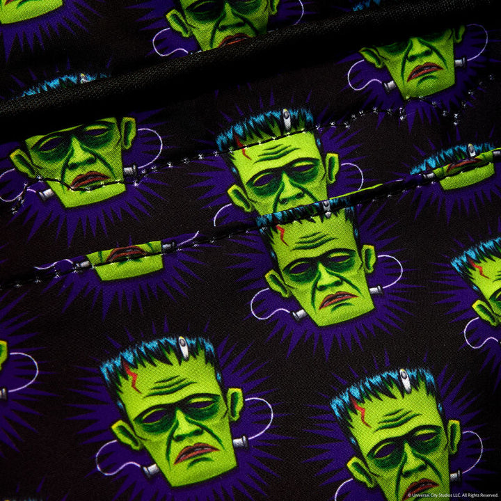 Universal Monsters Frankenstein Mask Glow Loungefly Mini Backpack With Coin Bag