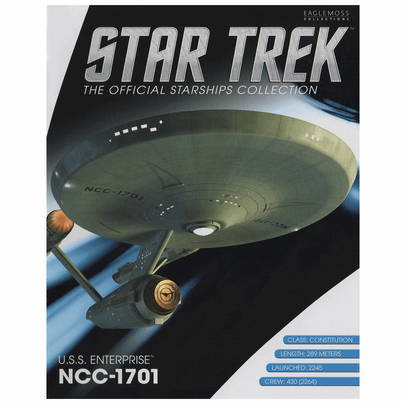 U.S.S. Enterprise NCC-1701 (Constitution-class) TOS Die-cast Model Ship (Star Trek / Eaglemoss), in display