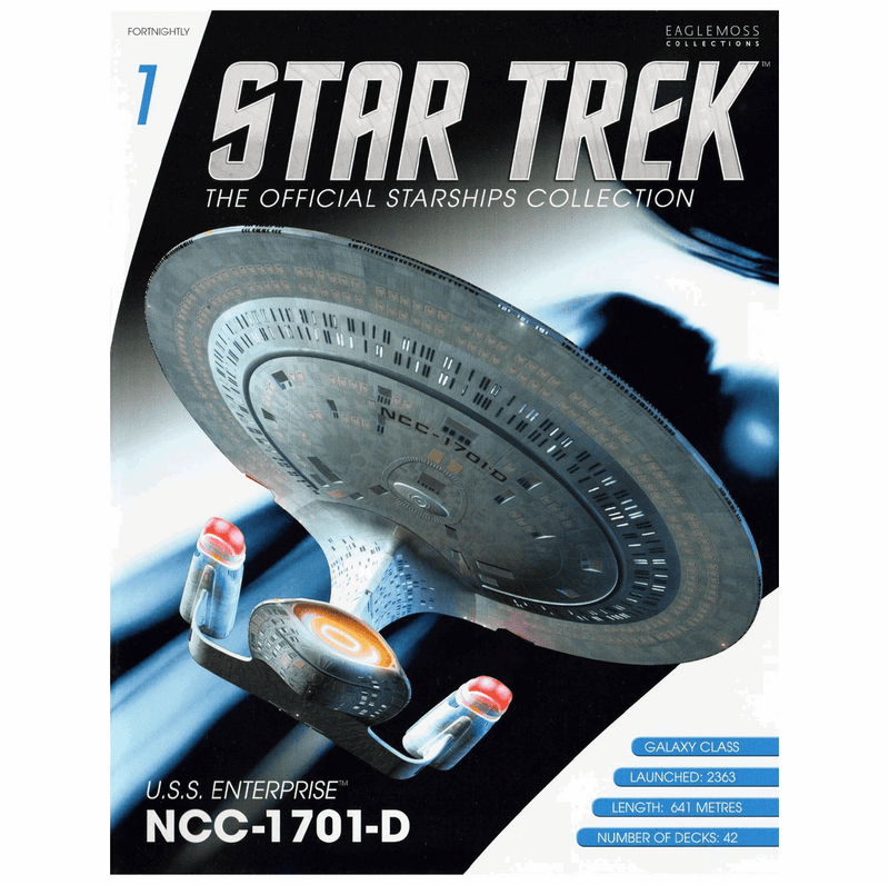 U.S.S. Enterprise NCC-1701-D (Galaxy class) Diecast Model Ship (Eaglemoss / Star Trek), side angle