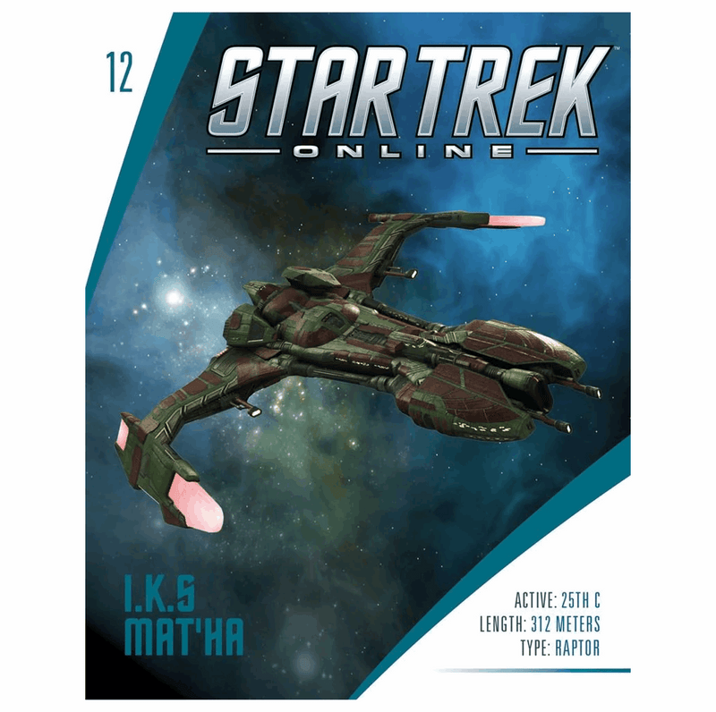 I.K.S. Mat'ha-class Klingon Raptor Diecast Model Ship STO (Eaglemoss / Star Trek), in display
