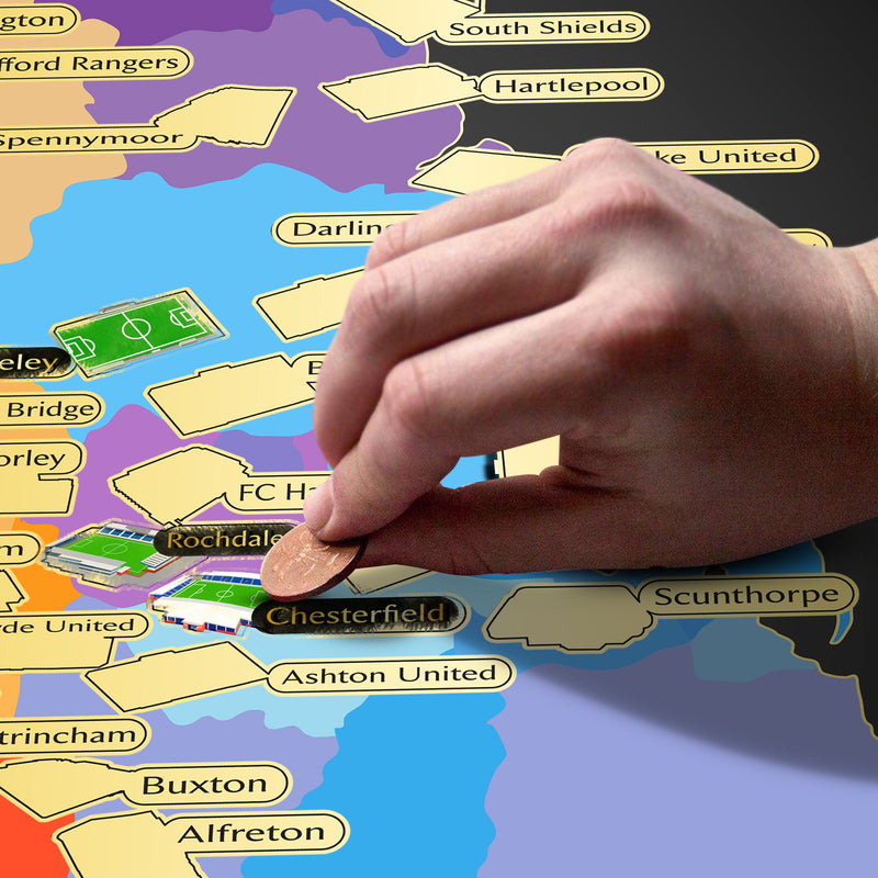 England Non League Football Stadium Scratch-Off Map, side angle