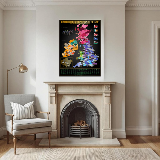 British Isles Horse Racing Map collectible from Football Stadium Maps