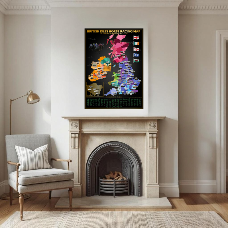 British Isles Horse Racing Map collectible from Football Stadium Maps
