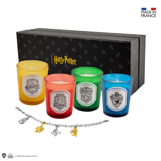 Harry Potter Hogwarts Houses Scented Candle and Charm Bracelet Set