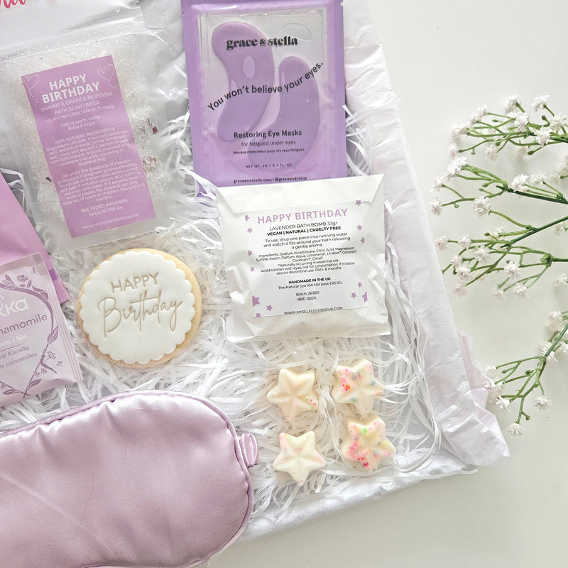BIRTHDAY PAMPER BOX | LETTERBOX GIFTS, side angle