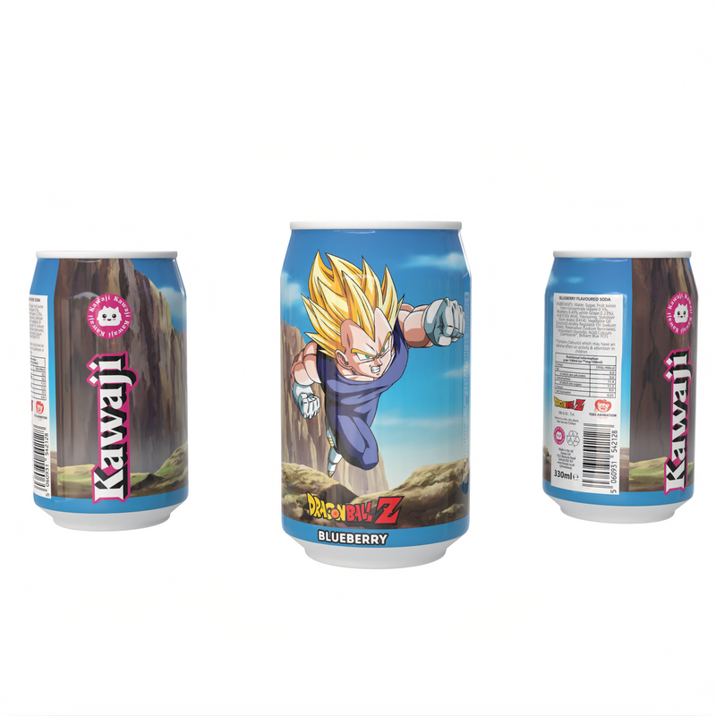 Dragon Ball Z Vegeta's Blue Fury - Blueberry Flavour Soda Can 330ml, alternate view