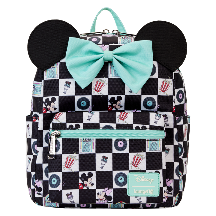 Loungefly Disney Mickey And Minnie Date Night Diner Nylon Mini Backpack