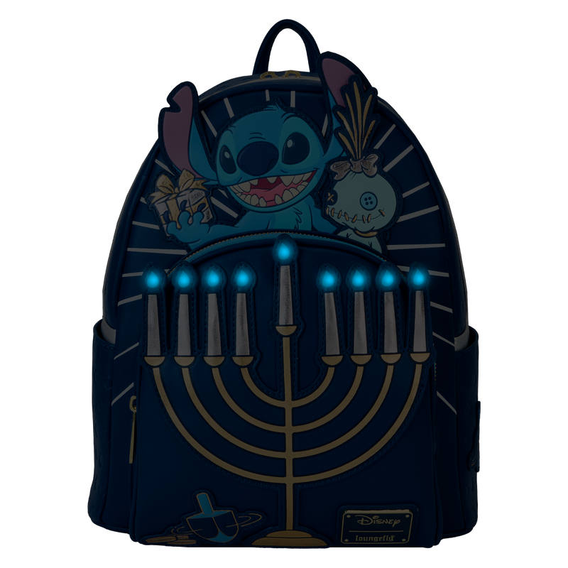 Loungefly - Lilo & Stitch Hanukkah Menorah Light Up Mini Backpack side angle