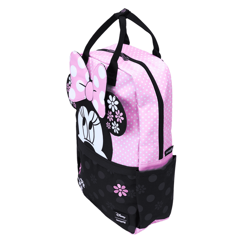 Loungefly - Disney Minnie Mouse Floral Rock The Dots Full-Size Backpack close up detail