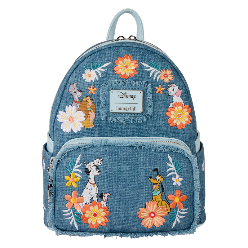 Loungefly - Disney Dogs & Cats Floral Fringe Mini Backpack