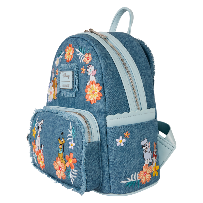 Loungefly - Disney Dogs & Cats Floral Fringe Mini Backpack back view