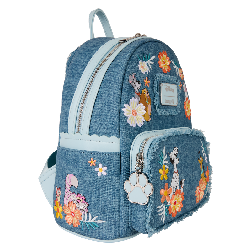 Loungefly - Disney Dogs & Cats Floral Fringe Mini Backpack detail shot