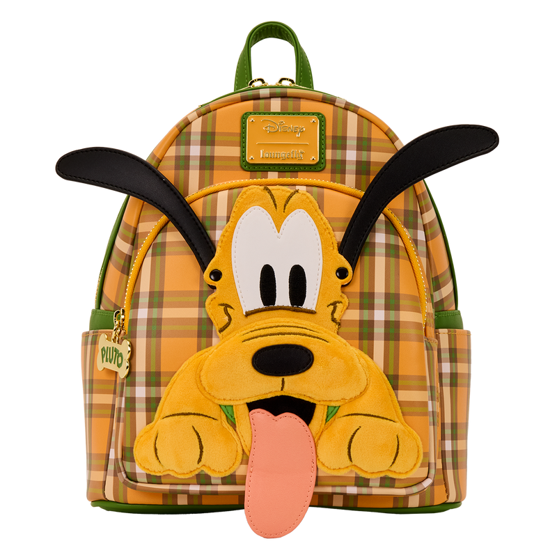 Loungefly - Disney Pluto 95th Anniversary Plaid Mini Backpack detail shot