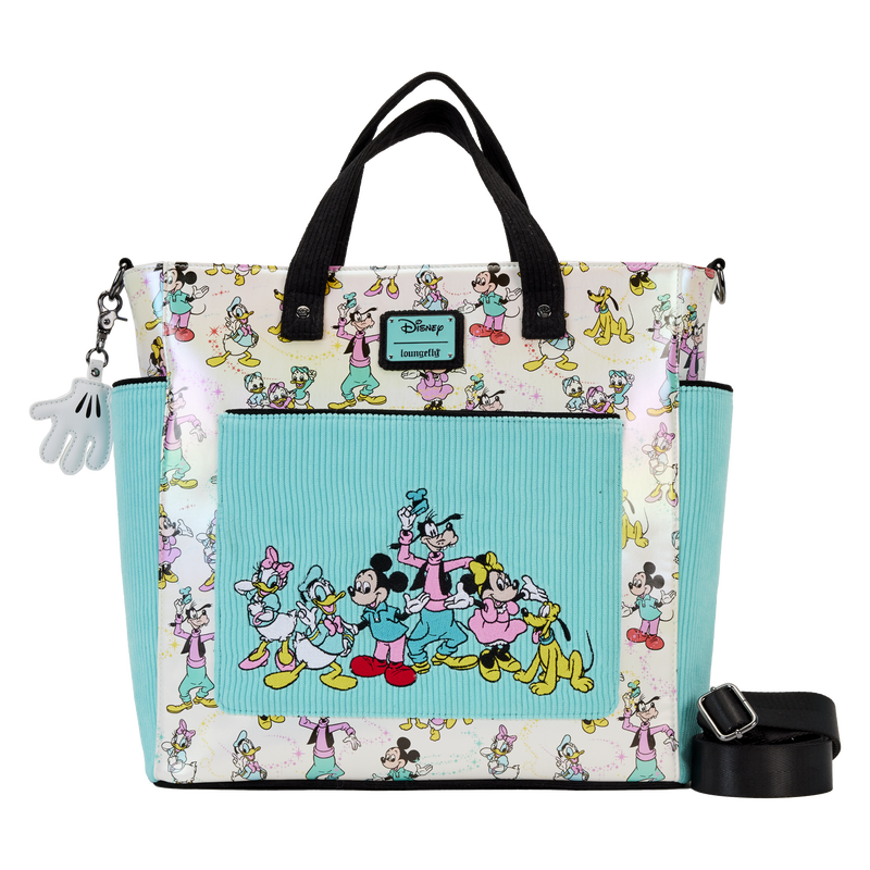 Loungefly Disney100 Mickey & Friends Classic All-Over Print Iridescent Convertible Tote Bag