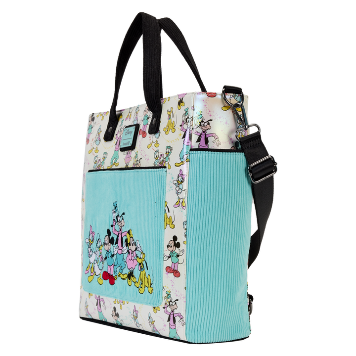Loungefly Disney100 Mickey & Friends Classic All-Over Print Iridescent Convertible Tote Bag