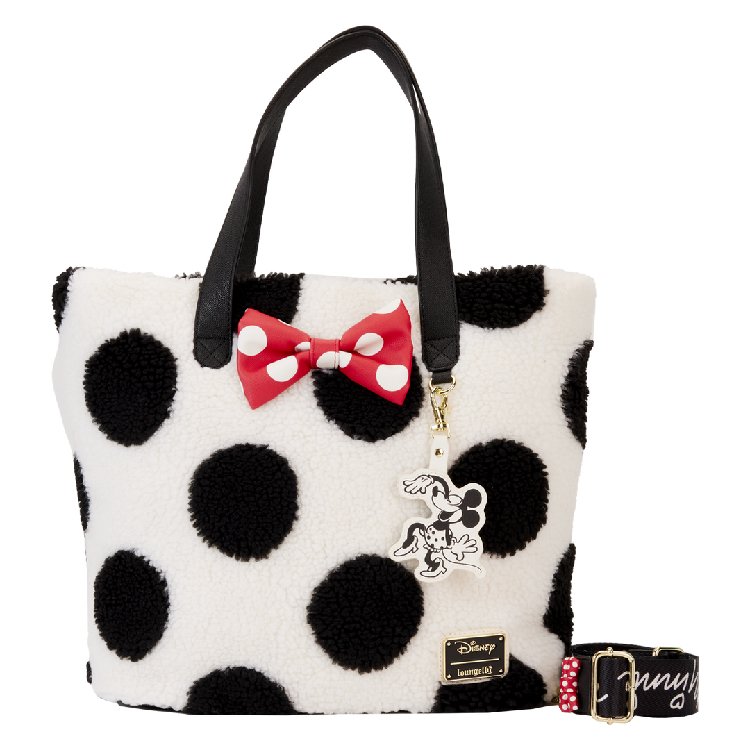 Loungefly Disney Minnie Rocks The Dots Sherpa Tote Bag