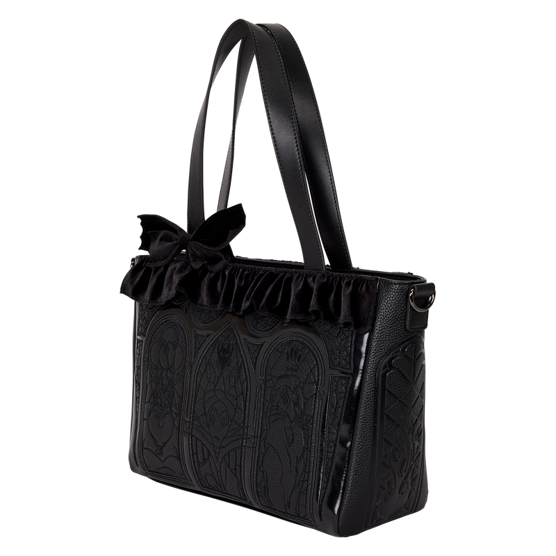 Loungefly - Disney Villains Stained Glass Tote Crossbody Bag close up detail