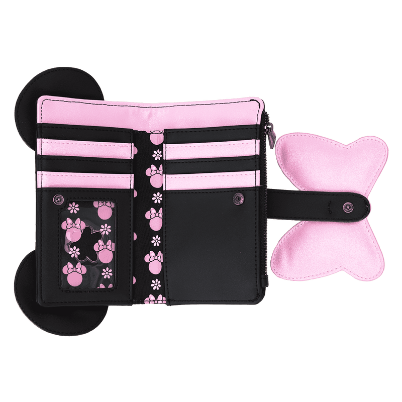 Loungefly - Disney Minnie Mouse Floral Rock The Dots Flap Wallet close up detail